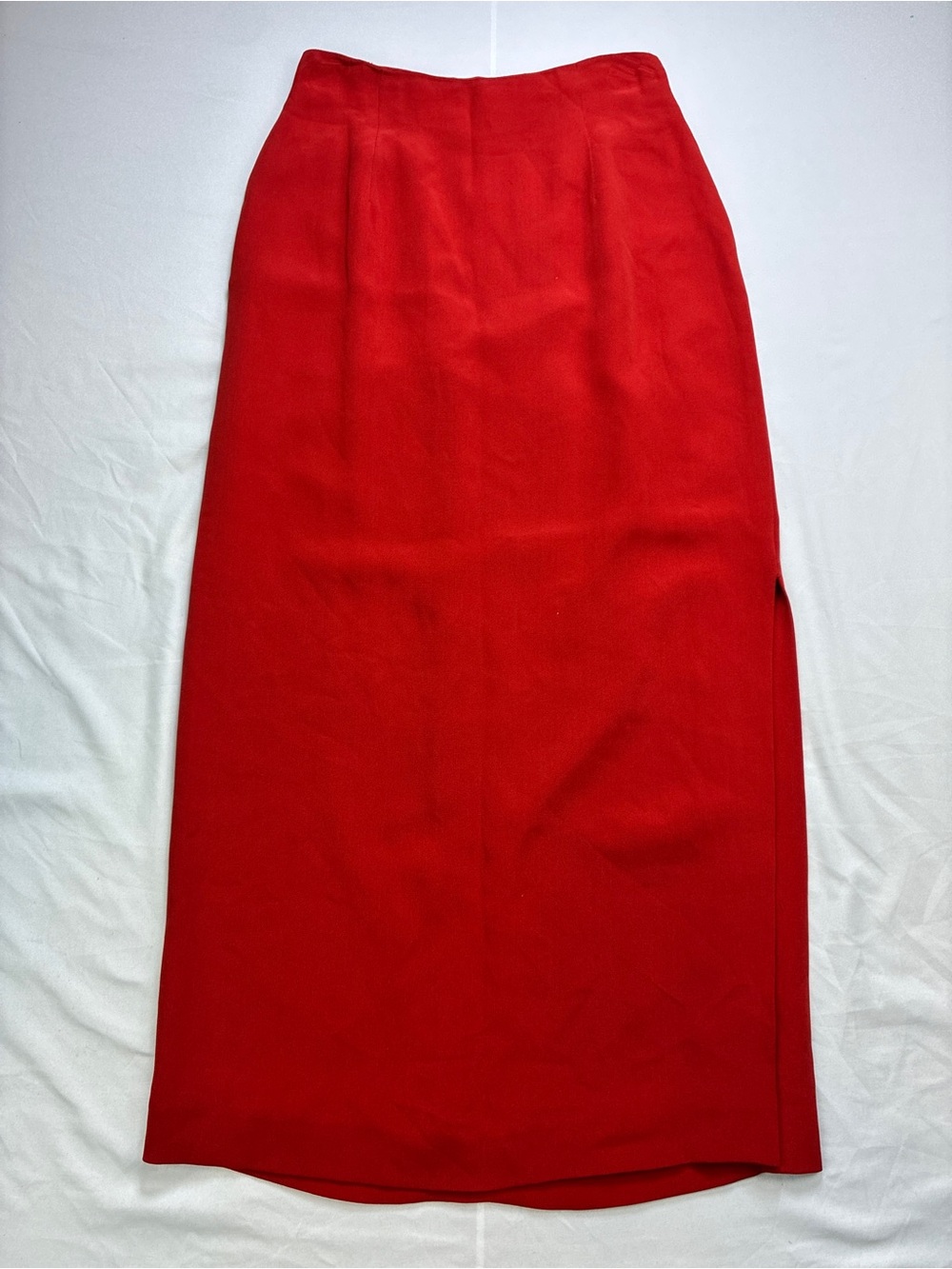 Rena Rowan SILK Vibrant Red Romantic Maxi Pencil Skirt Sz 4